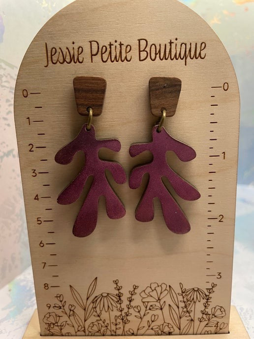 Lea : Boucles d'oreilles + Clous en bois (Acier inoxydable)