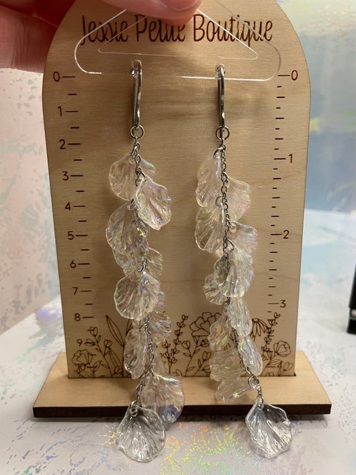 Clear Acrylic Rainbow Dangle Earrings-Stainless steel