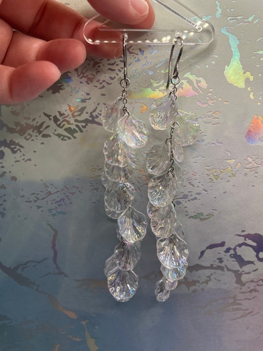 Clear Acrylic Rainbow Dangle Earrings-Stainless steel