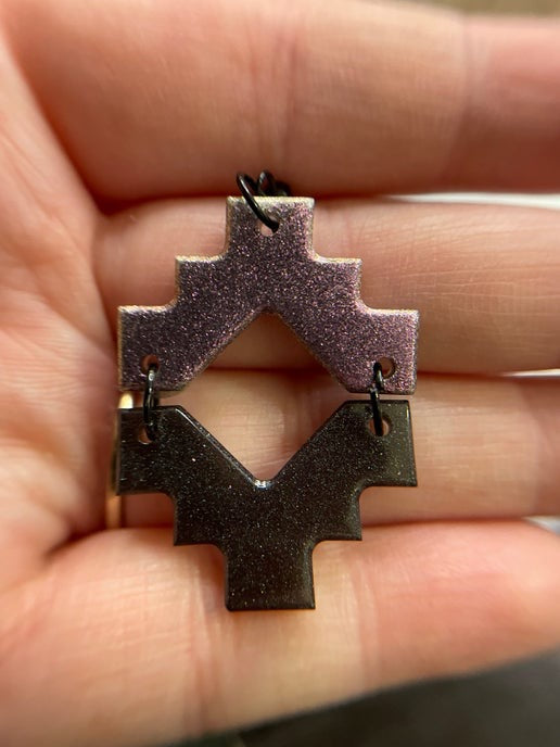 Aztèque : Deux demi-boucles d'oreilles-Sans nickel