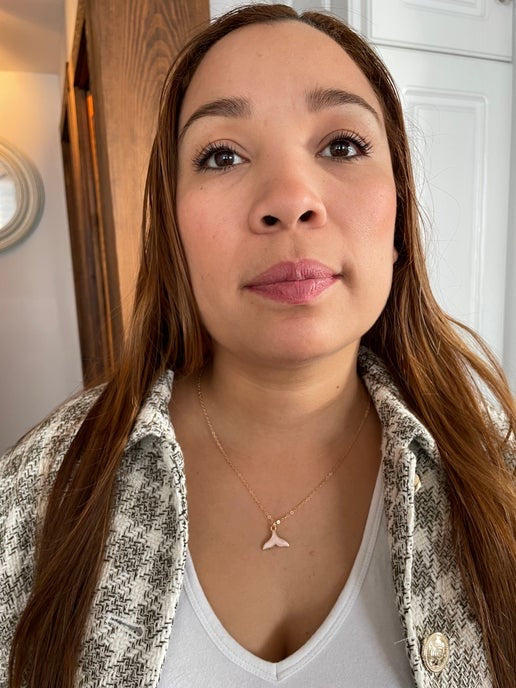 Pink Enamel Whale Tail Necklace -Nickel Free