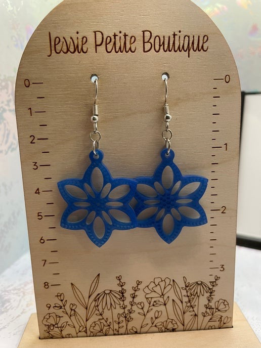 Boucles d'oreilles fleur mandala bleue-Sans Nickel 