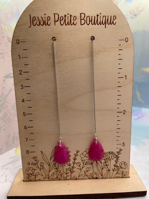 Tiny Pink Teardrop On Silver Chain (NICKEL FREE)