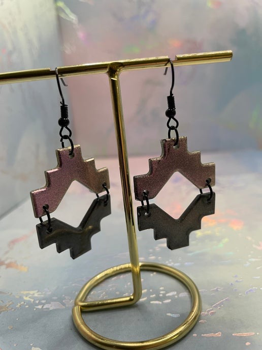 Aztèque : Deux demi-boucles d'oreilles-Sans nickel