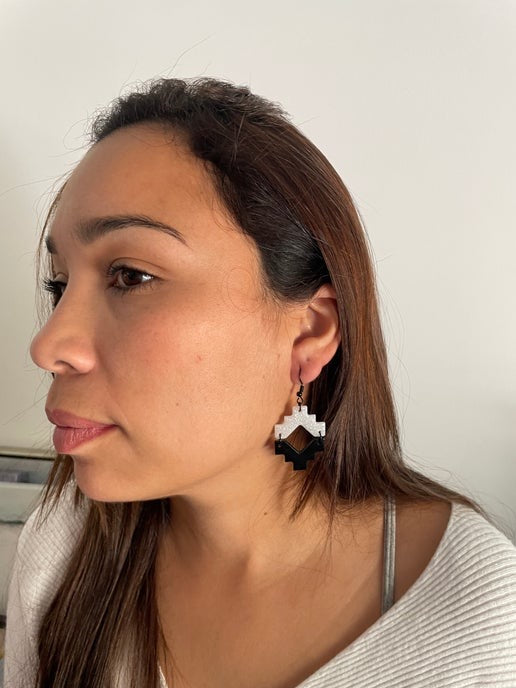 Aztèque : Deux demi-boucles d'oreilles-Sans nickel