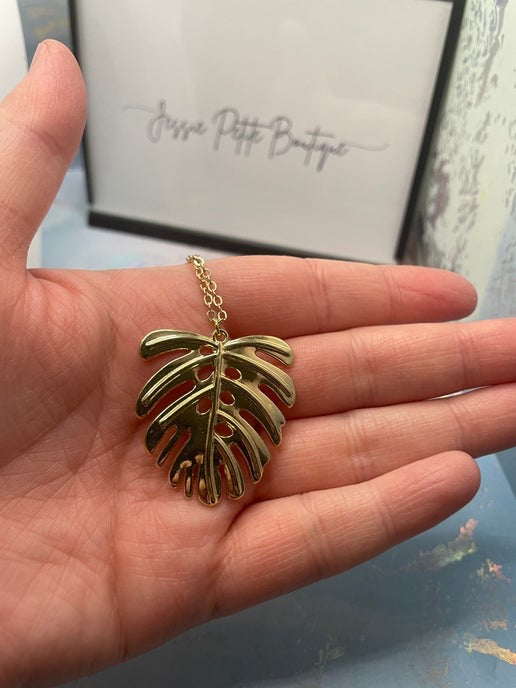 Collier pendentif Monstera - 25'' Sans nickel