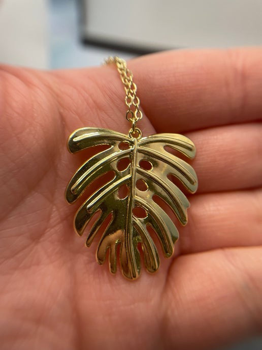 Collier pendentif Monstera - 25'' Sans nickel