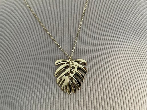 Collier pendentif Monstera - 25'' Sans nickel