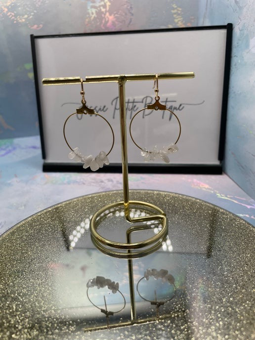 Gemstones on 2.5 cm Gold Hoop Earrings