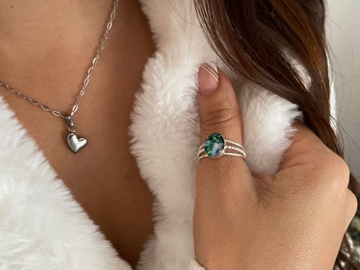 Silver Puffed Heart Pendant Necklace – 20''Stainless Steel