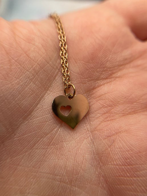 Heart Rose gold Pendant 20'' Nickel Free +Stainless Steel