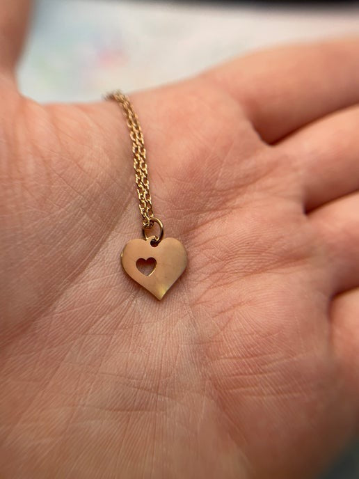 Heart Rose gold Pendant 20'' Nickel Free +Stainless Steel