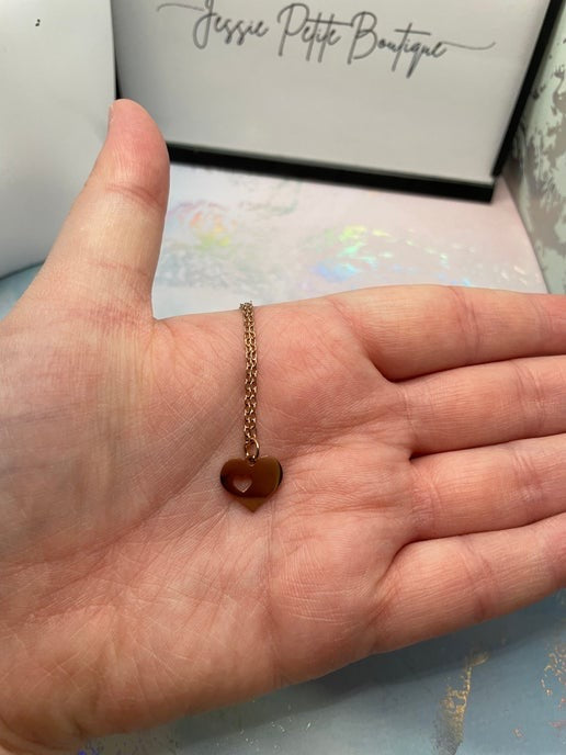 Heart Rose gold Pendant 20'' Nickel Free +Stainless Steel