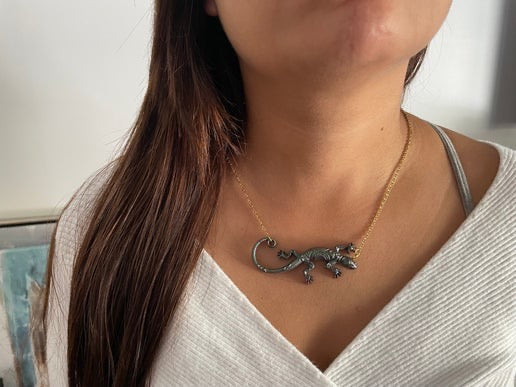 Collier caméléon gecko vert - 22''