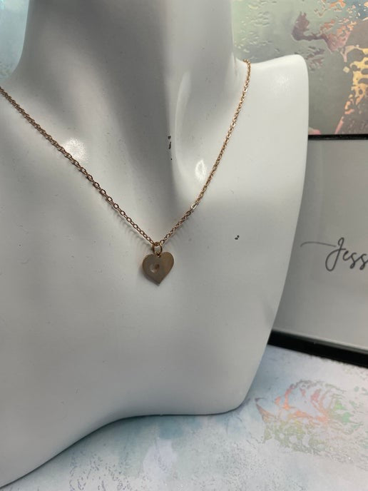 Heart Rose gold Pendant 20'' Nickel Free +Stainless Steel