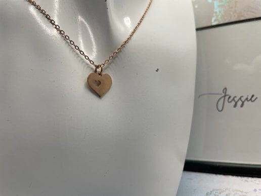 Heart Rose gold Pendant 20'' Nickel Free +Stainless Steel