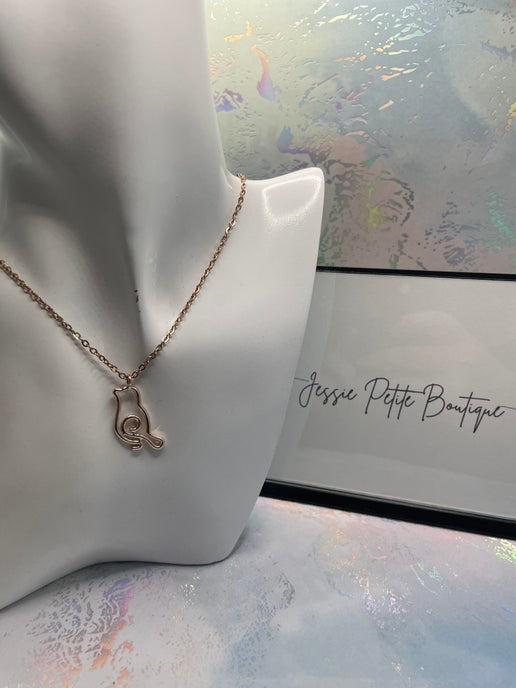 Collier oiseau en or rose | 20'' sans nickel et acier inoxydable