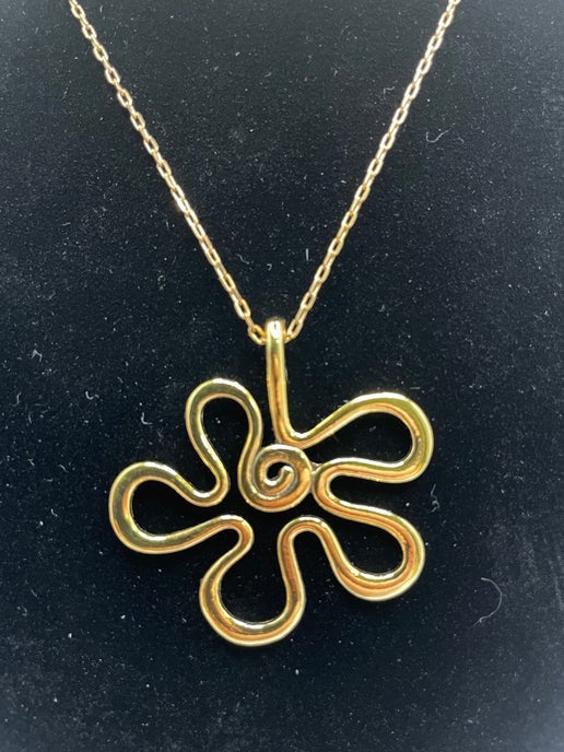 Collier grosse fleur dorée – 23'' sans nickel