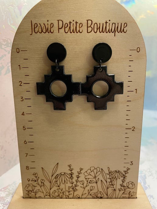 Aztec: Black Earrings with Round Stud – NICKEL FREE