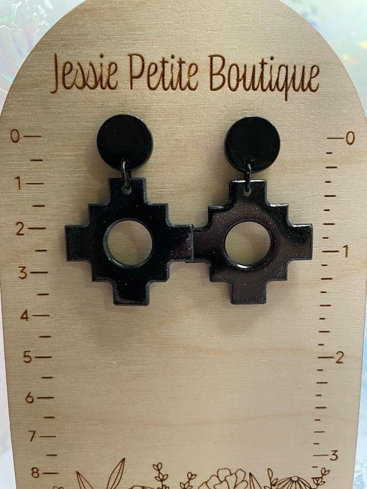 Aztec: Black Earrings with Round Stud – NICKEL FREE