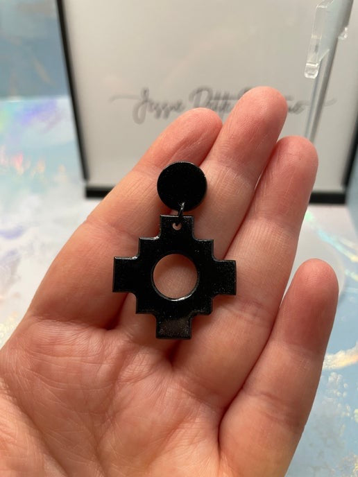 Aztec: Black Earrings with Round Stud – NICKEL FREE