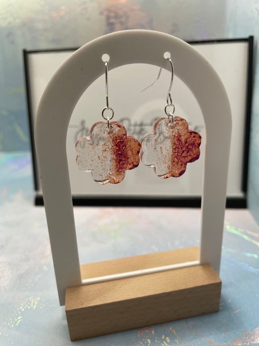 Chameleon Magenta Geode Flower Earrings- STAINLESS STEEL