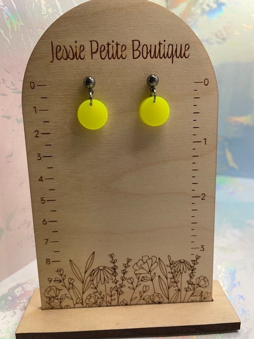 Petites boucles d'oreilles pendantes jaune fluo
