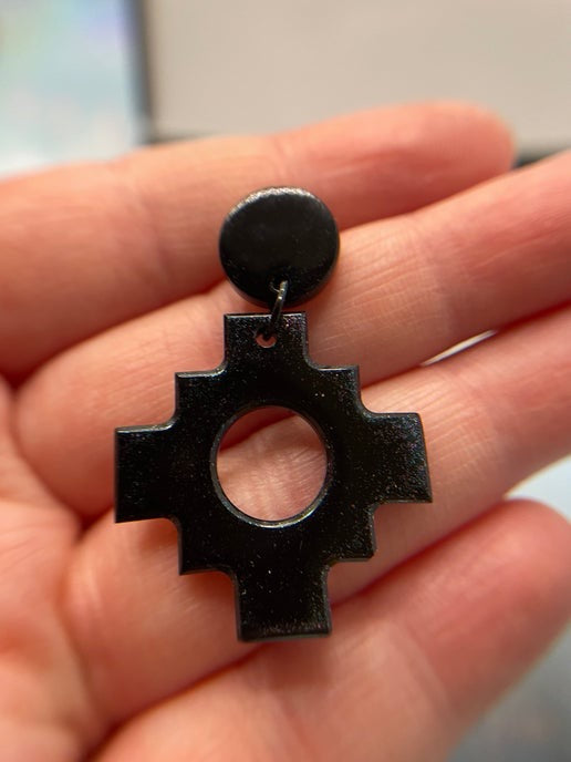 Aztec: Black Earrings with Round Stud – NICKEL FREE