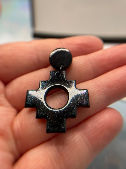 Aztec: Black Earrings with Round Stud – NICKEL FREE