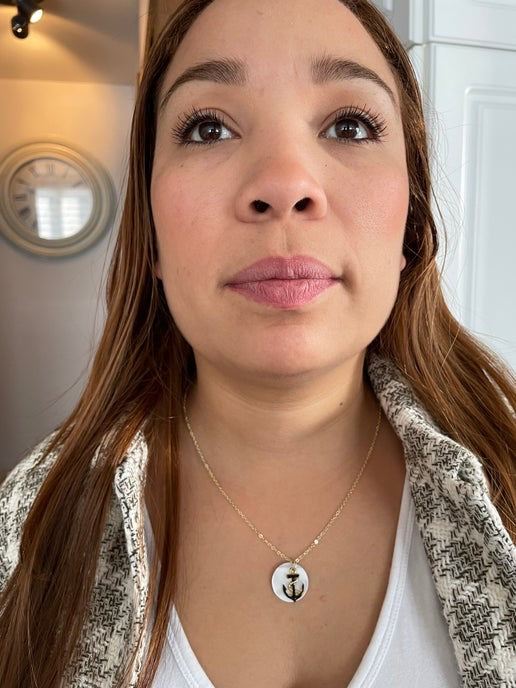 Collier ancre noire et dorée sur coquillage-23'' Sans Nickel