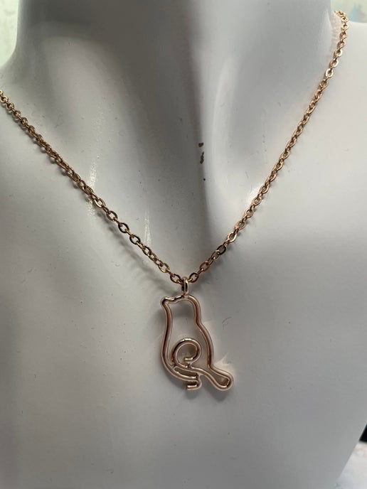 Collier oiseau en or rose | 20'' sans nickel et acier inoxydable