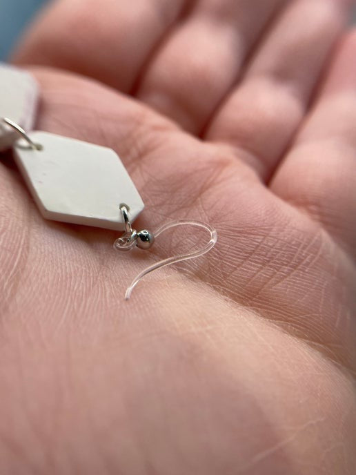 Carole: White and Purple Clay Earrings-HYPOALLERGENIC