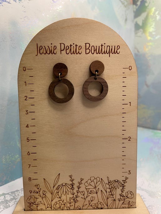 Wood Circle Drop Earrings- Nickel Free