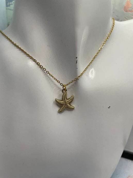 Collier étoile de mer Dorée 18'' - Acier inoxydable 