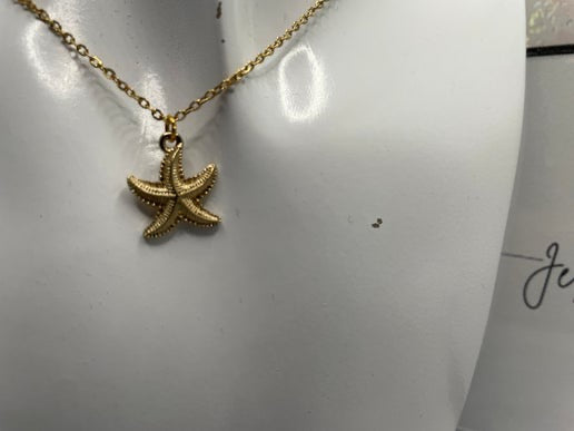 Collier étoile de mer Dorée 18'' - Acier inoxydable 