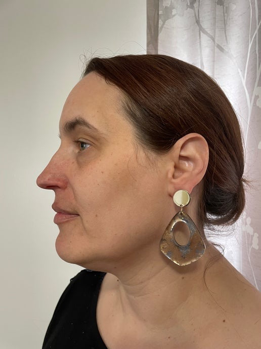 Boucles d'oreilles en forme de larme surdimensionnées en or/argent – ​​SANS NICKEL