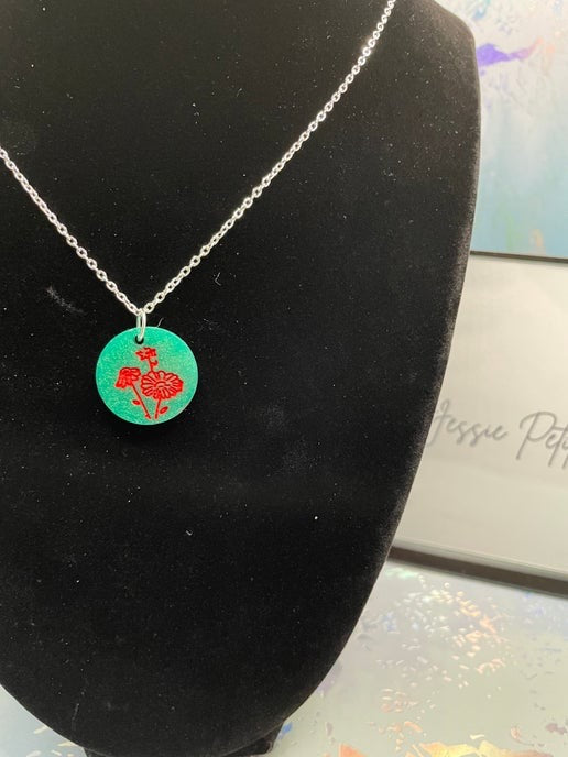 Bonheur botanique : Collier vert et rouge - 21'' sans nickel