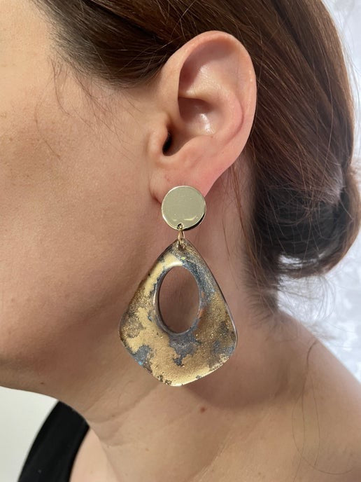 Boucles d'oreilles en forme de larme surdimensionnées en or/argent – ​​SANS NICKEL