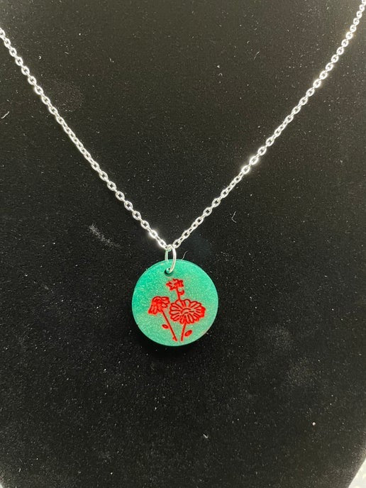 Bonheur botanique : Collier vert et rouge - 21'' sans nickel