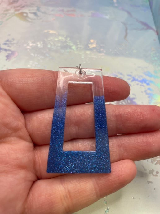 Boucles d'oreilles rectangle transparentes et bleues brillantes– Acier inoxydable