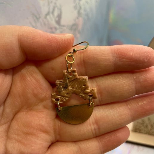 Boucles d'oreilles aztèques en or rose + demi-cercle