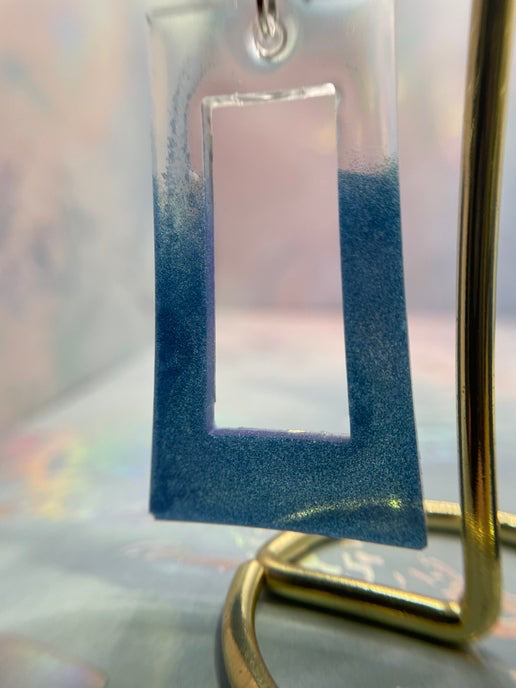 Boucles d'oreilles rectangle transparentes et bleues brillantes– Acier inoxydable