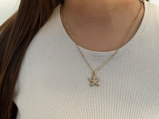 Collier étoile de mer Dorée 18'' - Acier inoxydable 