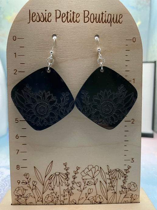 Boucles d'oreilles carrées tournesol