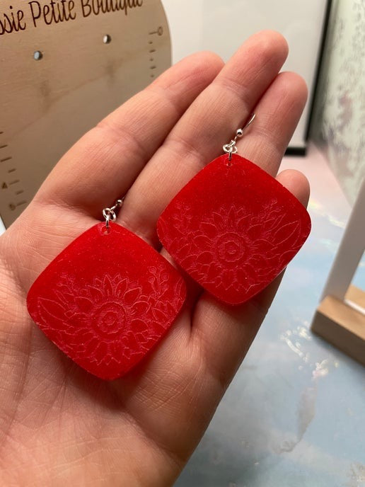 Boucles d'oreilles carrées tournesol