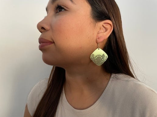 Boucles d'oreilles carrées tournesol