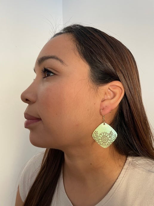 Boucles d'oreilles carrées tournesol