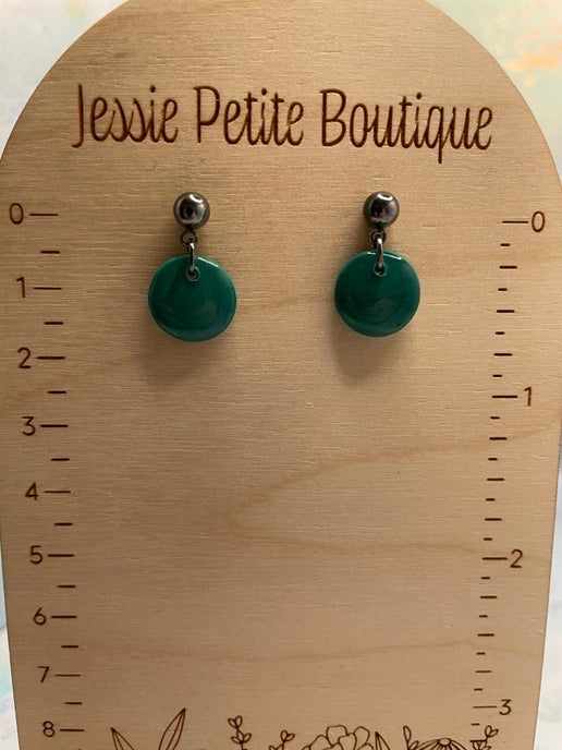 Tiny Green Clay Earrings