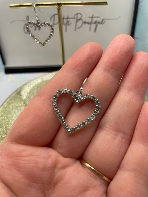 Boucles d'oreilles cœur en strass