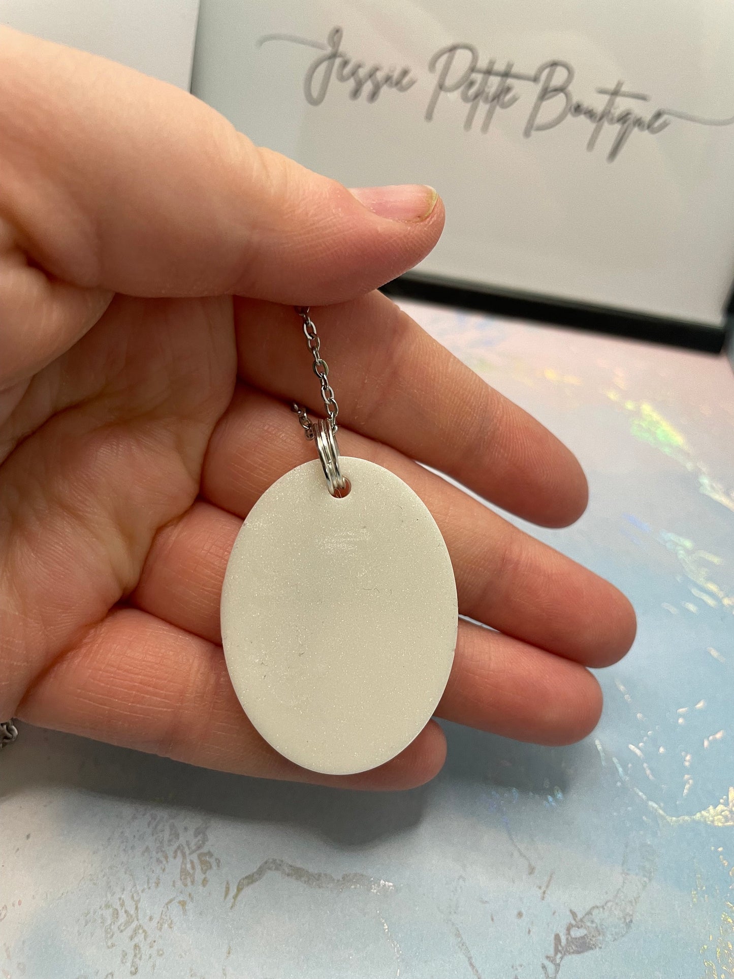 Butterfly Glow Oval Pendant Necklace